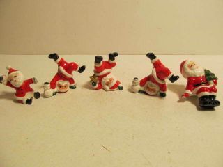 Vintage 5 Ceramic Santas Japan Christmas