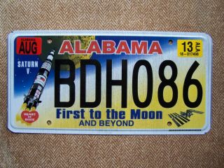2013 Alabama First To The Moon License Plate.  100 Grams.