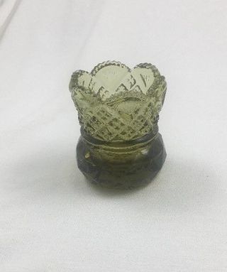 Vintage Westmoreland Glass Company Green Cut Glass Pineapple Toothpick Holder