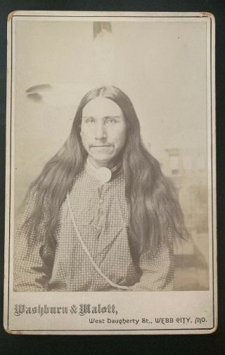 1880s Native American Cabinet Card Photo Plains Indian Brave Photo Washburn