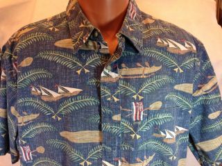 Reyn Spooner Hawaiian Aloha Shirt Xl Dietrich Varez Half Button Reverse Print