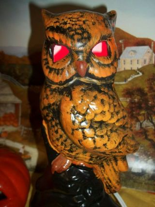 Orange,  Black Halloween Ceramic Owl Light Vtg Inspired Haunted Eye Decoration