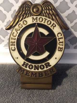 Vintage Chicago Motor Club Honor Member License Plate Topper
