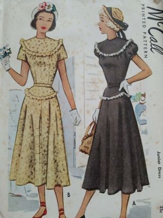 Uncut Mccall 7316 Vintage Sewing Dress Pattern Sz 15 Bust 33 40s 1940s Mccall 
