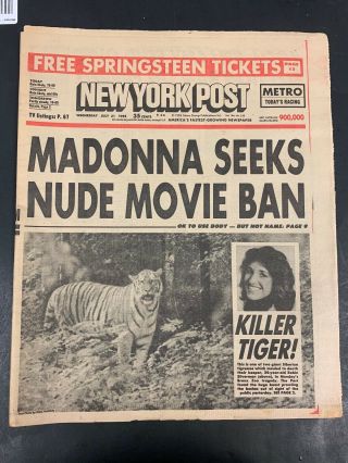 1985 July 31 York Post Newspaper Madonna Seeks Nude Movie Ban Pgs 1 - 68
