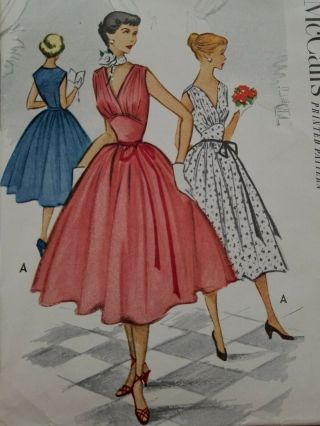 Uncut Mccall 8901 Vintage Sewing Dress Pattern Bust 33 50s 1950s Mccall 