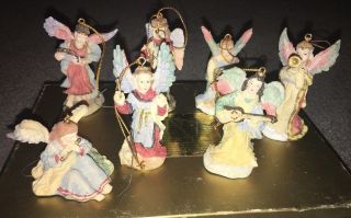 1993 “a Band Of Angels " Figurines Christmas Ornaments - 7 Cold - Cast Porcelain