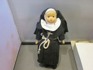Nun Character Doll Modern Bisque & Cloth 9 1/2 " Sister Doll With Cross