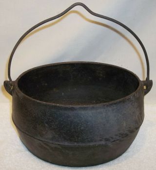 Antique Marietta Pa 1 ½ Gal Oval Cast Iron Kettle With Bale & Gate Mark