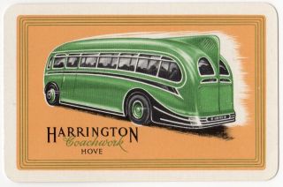 Playing Cards 1 Swap Card - Old Vintage Harrington Coachwork Hove Bus Coach Ad 2