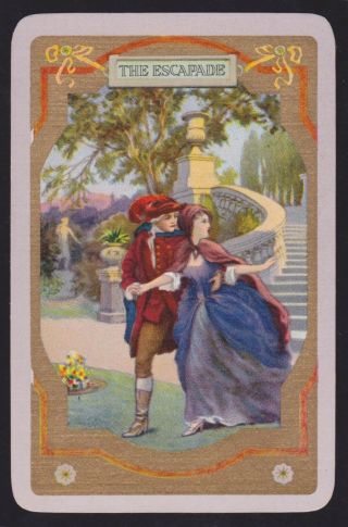 1 Single Vintage Swap/playing Card En People Gent,  Lady 