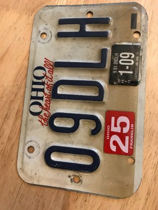 Ohio Motorcycle Sized License Plate