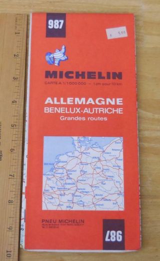 Michelin Allemagne 987 Road Atlas Map 1973/1974 Belgium/netherlands/luxembourg