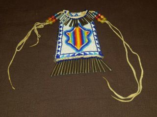 Handmade Native American Indian Beaded Bag Cheyenne Style 5 " X 9 3/4 " Brain Tan
