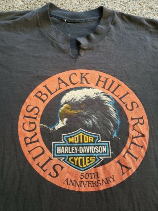 Vintage 1990 Harley Davidson Sturgis 50th Anniversary T Shirt