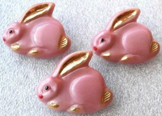 3 Czech Glass Buttons D838 - 26 Mm - Unique Rabbit
