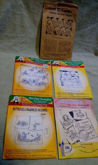 Aunt Marthas Hot Iron Transfers - Vtg Patterns Embroidery Towels Pillowcases