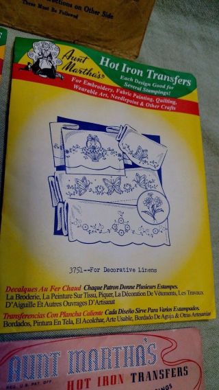 AUNT MARTHAS HOT IRON TRANSFERS - VTG patterns embroidery towels pillowcases 3