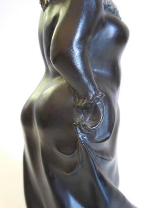 " Tutu Hula " Dancer Figurine Frank Schirman Carved Hawaiian Black Coral Sculpture