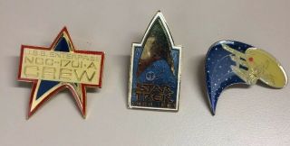 Star Trek 25 Years Pin Set - 3 Pins - U.  S.  S.  Enterprise Crew - 1966 - 1991 - Badge