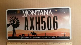 License Plate,  Montana,  Supporting Agriculture,  Windmill,  Cows,  Horse,  Axh 506