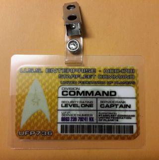 Star Trek Id Badge - Starfleet Command Captain Cosplay Prop