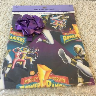 Mighty Morphin Power Rangers Wrapping Paper Flat Gift Wrap Kids Party Vintag