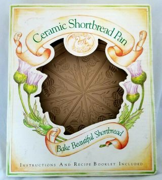 Vintage Brown Bag Cookie Art Scottish Thistle Ceramic Shortbread Mold Pan 1990