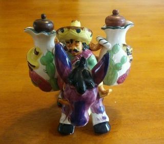 Vintage Sonsco Mexican Burro Donkey Oil And Vinegar Set Japan Hand Painted