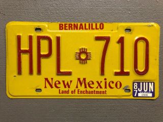 Mexico License Plate Yellow Zia Sun Land Of Enchantment Hpl - 710 1987 Sticker