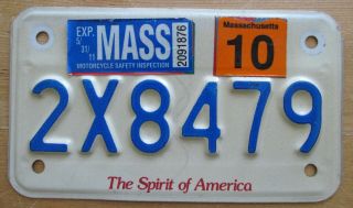 Massachusetts 2010 The Spirit Of America Motorcycle License Plate 2x8479