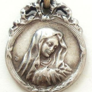 Mary - Mother Of Sorrows & Our Lady Of Montaigu - Gorgeous Antique Medal Pendant