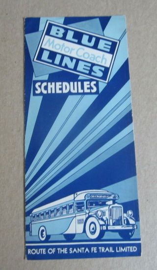 Old 1934 Blue Motor Coach - Santa Fe Trail System - Bus Schedules - Great Lakes