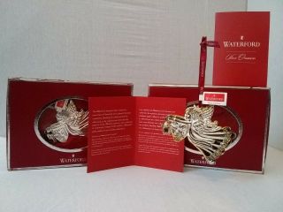 Waterford 2011 Silver Plated Angel Christmas Holiday Ornaments (2 Items)