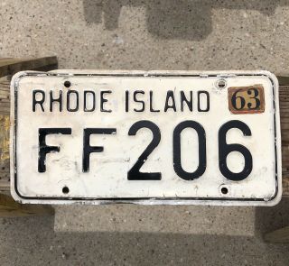 1963 Rhode Island License Plate Ff206 Vintage Rare Mancave Garage Art