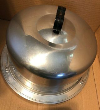 Vintage Regal Ware Aluminum Cake Carrier W/ Locking Lid Double Circle Handle