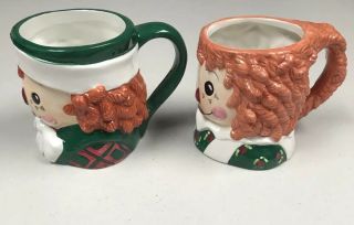 Sakura 1998 Raggedy Ann And Andy Christmas,  Coffee/ Hot Cocoa Mug Set 8