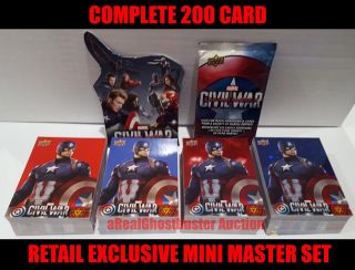 Upper Deck Captain America Civil War Complete 200 Card Blue & Red Master Set