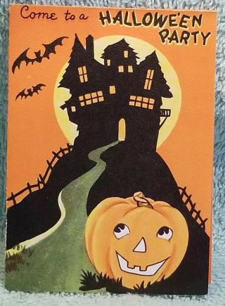 Vintage Halloween Invitation Curran 1940 