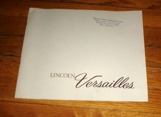 1978 Lincoln Versailles Sales Brochure Vintage