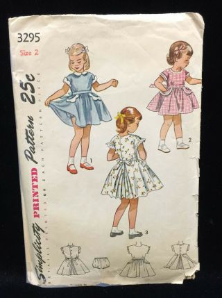 Dress & Panties Sewing Pattern Size 2 Girls Child Vintage 3295 Simplicity