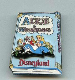 Disney Disneyland Alice In Wonderland Storybook White Rabbit Attraction Book Pin