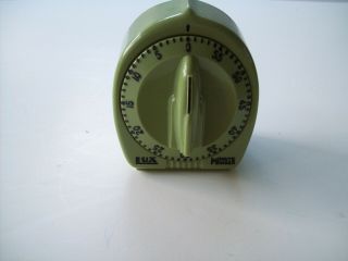 Vintage Avacado Green Robertshaw Lux 60 Minute Minder Timer Rocket Dial Atomic