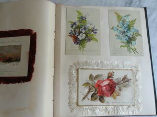 Antique Victorian Scrapbook Album Christmas 1882 Scraps Greeting Cards Sunflower 3