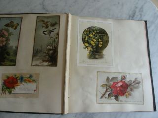 Antique Victorian Scrapbook Album Christmas 1882 Scraps Greeting Cards Sunflower 5