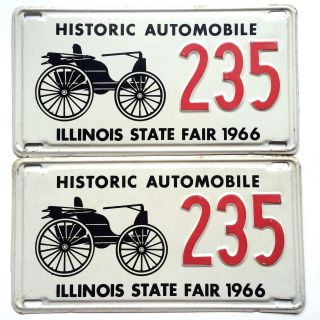 Illinois 1966 Pair Vintage Old License Plate Garage Historic Auto Car Man Cave
