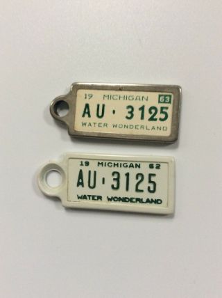 2 Vintage 1962 1963 Same Michigan Mi Dav Mini License Plate Disabled Veterans