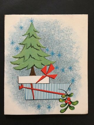 Christmas Tree Gifts Volland Vintage Card Mid Century Modern Starburst