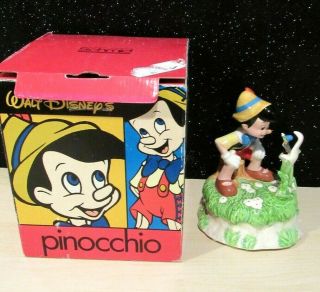 Schmid Walt Disney’s Pinocchio & Jiminy Cricket Music Box Rare W/box