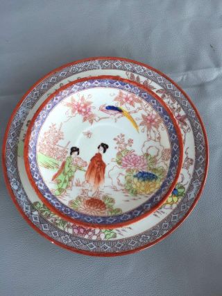 Vintage Japanese Geisha Tea Cup & Saucer & Plate 2